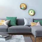 UFO wooden lampshade Special edition Italian illustrators, double-sided - 33 cm diameter