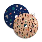 UFO wooden lampshade Special edition Italian illustrators, double-sided - 33 cm diameter