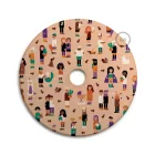 UFO wooden lampshade Special edition Italian illustrators, double-sided - 33 cm diameter