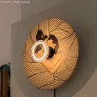 UFO wooden lampshade Special edition Italian illustrators, double-sided - 33 cm diameter