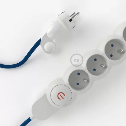  French power strip with RM12 fabric-covered electrical cable and Schuko plug with comfort ring