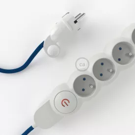    French power strip with RM12 fabric-covered electrical cable and Schuko plug with comfort ring