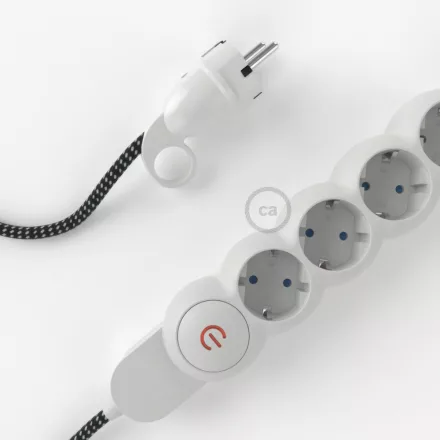  German power strip with 3D effect RT41 Stars fabric cover and Schuko plug with comfort ring