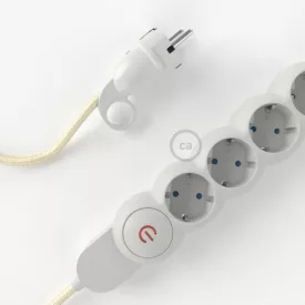    German Power Strip with ivory-coated electrical cable RM00 and Schuko plug with comfort ring