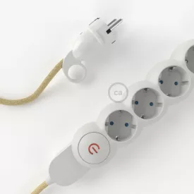   German Power Strip Jute RN06 with electrical cable and Schuko plug with comfort ring