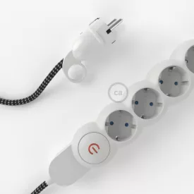    German power strip with 3D effect RT41 Stars fabric cover and Schuko plug with comfort ring