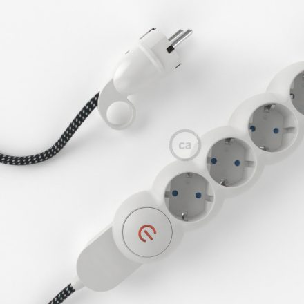  German power strip with 3D effect RT41 Stars fabric cover and Schuko plug with comfort ring