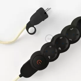   German Power Strip with ivory-coated electrical cable RM00 and Schuko plug with comfort ring
