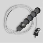 Schuko multi-connector socket with polished white fabric cable and Schuko plug with convenient ring