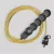 Schuko multi-socket outlet with bright yellow textile cable and Schuko plug, with convenient ring