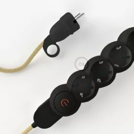   German Power Strip Jute RN06 with electrical cable and Schuko plug with comfort ring