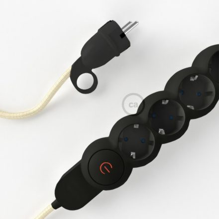  German Power Strip with ivory-coated electrical cable RM00 and Schuko plug with comfort ring