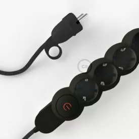    German distributor RN03 anthracite with natural canvas-covered electrical cable and Schuko plug with comfort ring