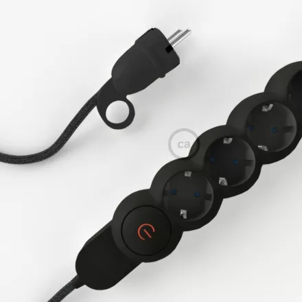  German distributor RN03 anthracite with natural canvas-covered electrical cable and Schuko plug with comfort ring