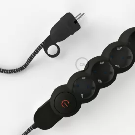    German power strip with 3D effect RT41 Stars fabric cover and Schuko plug with comfort ring