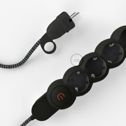  German power strip with 3D effect RT41 Stars fabric cover and Schuko plug with comfort ring