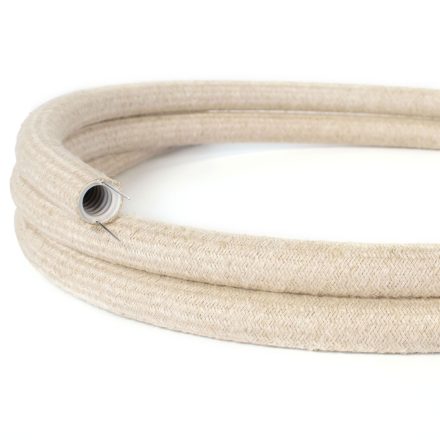 Creative-Tube flexible cable, neutral natural linen RN01 fabric cover, diameter 20 mm
