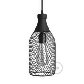 Bottle-shaped metal lampshade with bare bulb cover Jéroboam