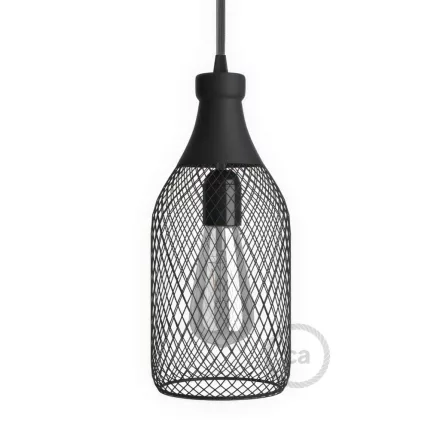 Bottle-shaped metal lampshade with bare bulb cover Jéroboam