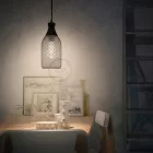 Bottle-shaped metal lampshade with bare bulb cover Jéroboam