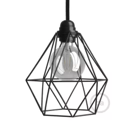 Naked bulb cage metal lampshade with Diamond E27 socket
