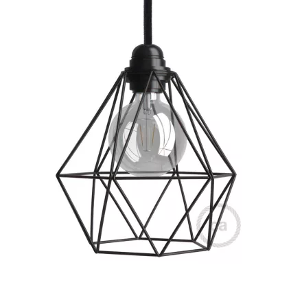 Naked bulb cage metal lampshade with Diamond E27 socket