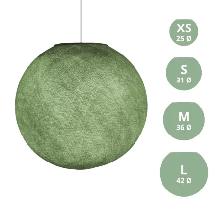  SPHERE LAMP SHADE MADE OF WOVEN FABRIC - 100% HANDMADE OLIVE GREEN POLYESTER