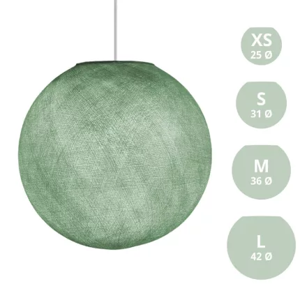 SPHERE LAMP SHADE MADE OF WOVEN FABRIC - 100% HANDMADE MILK GREEN POLYESTER