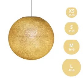    SPHERE LAMP SHADE MADE OF WOVEN FABRIC - 100% HANDMADE MUSTARD POLYESTER