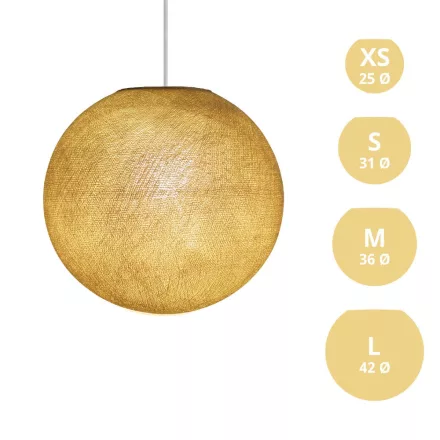  SPHERE LAMP SHADE MADE OF WOVEN FABRIC - 100% HANDMADE MUSTARD POLYESTER