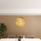  SPHERE LAMP SHADE MADE OF WOVEN FABRIC - 100% HANDMADE MUSTARD POLYESTER