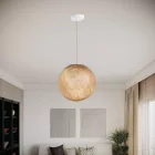 SPHERE LAMP SHADE MADE OF WOVEN FABRIC - 100% HANDMADE SAND POLYESTER
