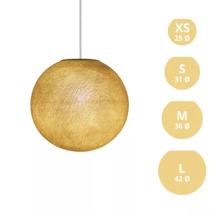  SPHERE LAMP SHADE MADE OF WOVEN FABRIC - 100% HANDMADE MUSTARD POLYESTER
