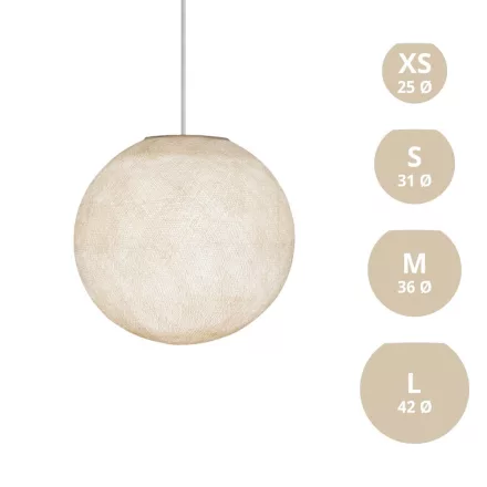  SPHERE LAMP SHADE MADE OF WOVEN FABRIC - 100% HANDMADE ECRU BEIGE POLYESTER