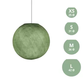    SPHERE LAMP SHADE MADE OF WOVEN FABRIC - 100% HANDMADE OLIVE GREEN POLYESTER