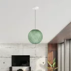  SPHERE LAMP SHADE MADE OF WOVEN FABRIC - 100% HANDMADE MILK GREEN POLYESTER