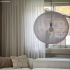  Handmade threaded Sphere Light lampshade in white polyester, size XXL