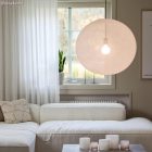  Handmade threaded Sphere Light lampshade in white polyester, size XXL