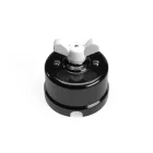 Switch/diverter made of black porcelain, with butterfly nut