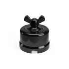 Switch/diverter made of black porcelain, with butterfly nut