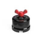 Switch/diverter made of black porcelain, with butterfly nut