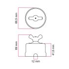 Switch/diverter made of black porcelain, with butterfly nut