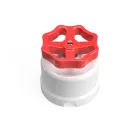 Switch/diverter made of white porcelain, with button
