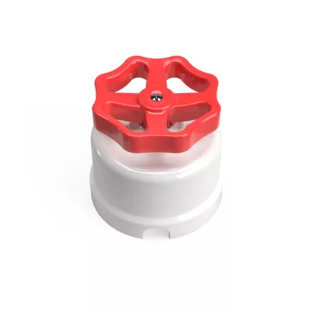 Switch/diverter made of white porcelain, with button