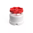 Switch/diverter made of white porcelain, with button