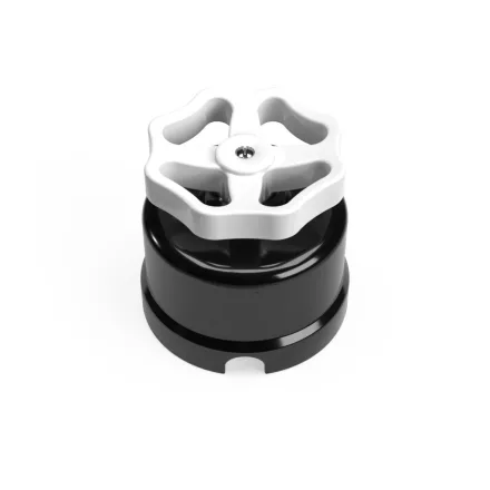 Switch/diverter made of black porcelain, with button