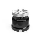 Switch/diverter made of black porcelain, with button
