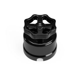 Switch/diverter made of black porcelain, with button
