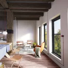 Switch/diverter made of black porcelain, with button