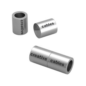 Matt silver magnetic clasp for bracelets with logo - 5 pcs